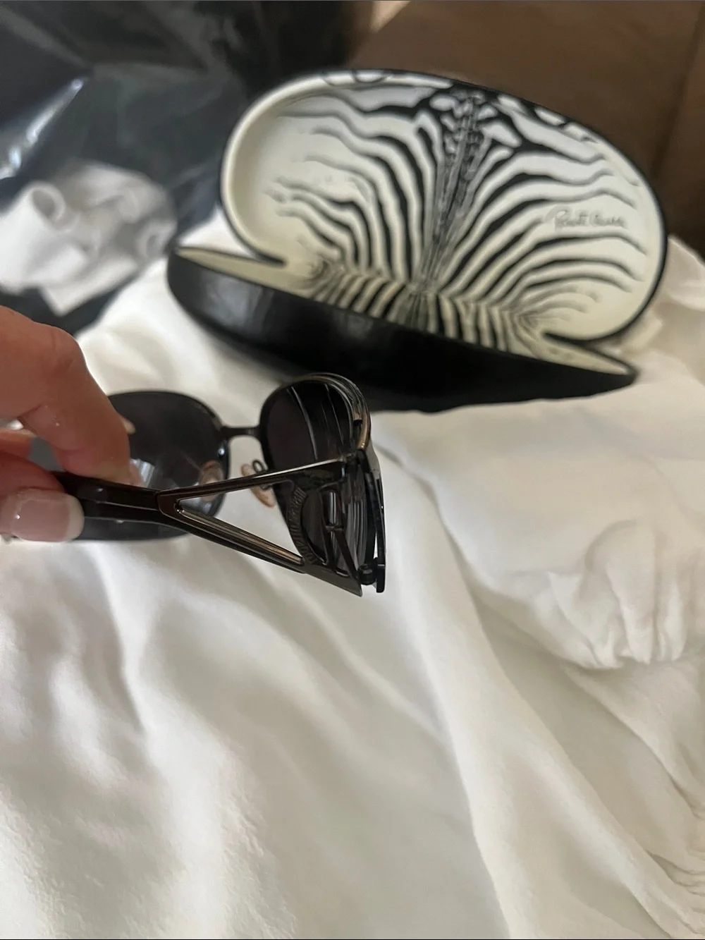 Roberto Cavalli Black Shield Sunglasses with Silver Accents